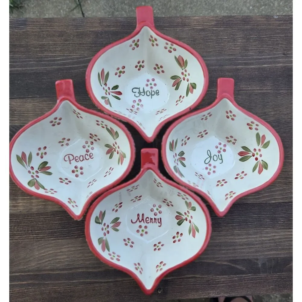 Temp-tations by Tara Old World Ornament Bowls Set of 4 Christmas 8 Oz